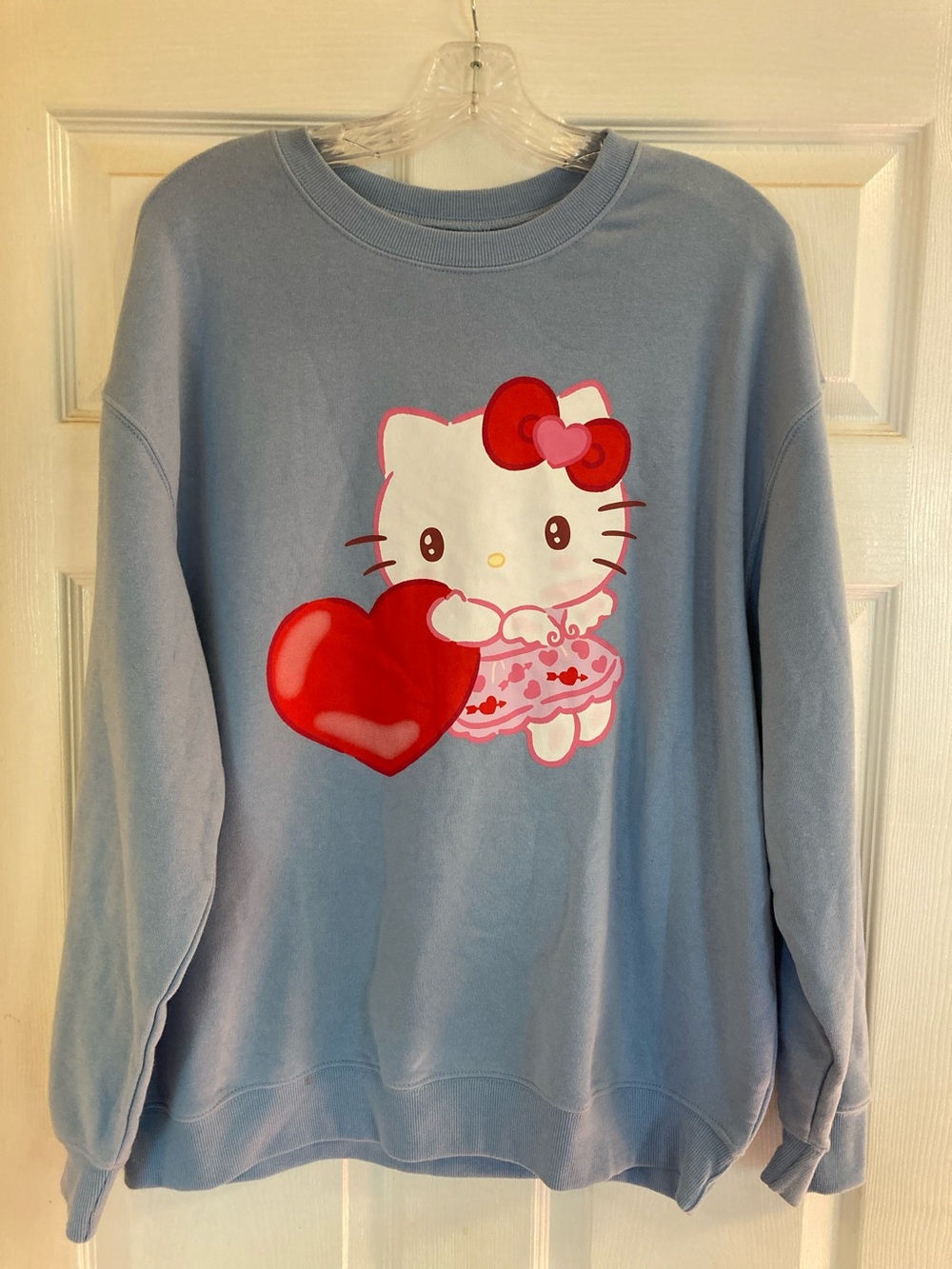 Hello Kitty Light Blue Pullover with Red Heart and Pink Accents
